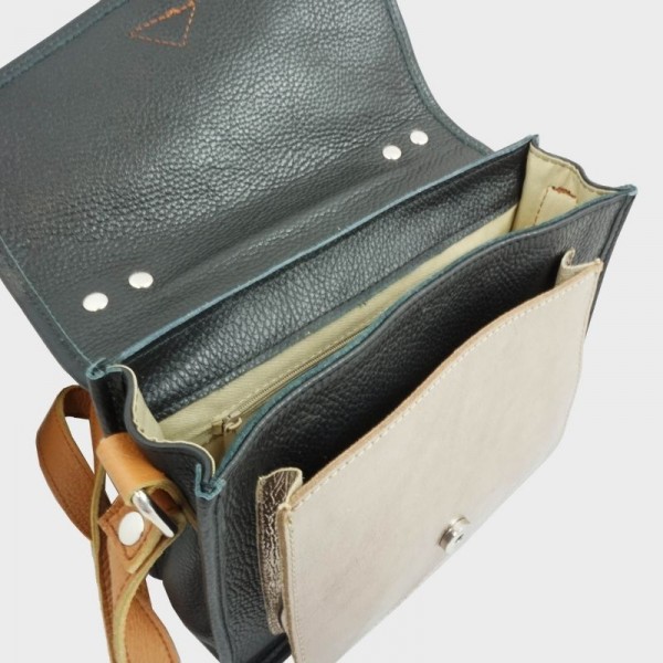 Anais - Cartable en cuir avec poche...