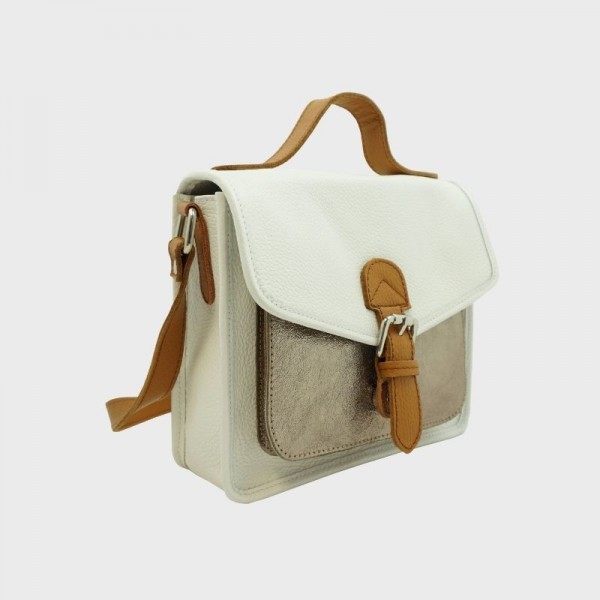 Anais - Cartable en cuir avec poche... Anais - Cartable en cuir avec poche...