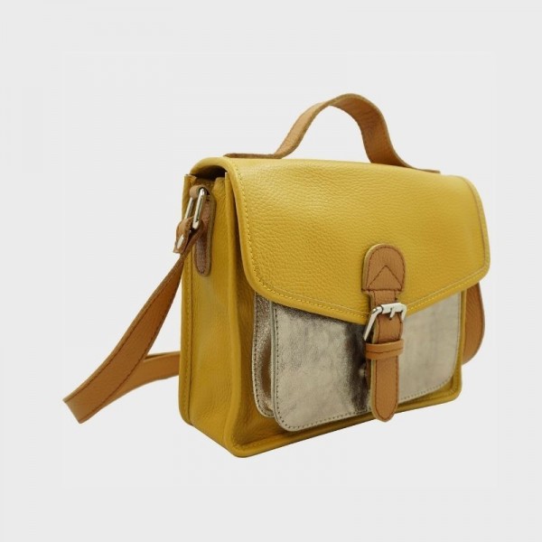 Anais - Cartable en cuir avec poche... Anais - Cartable en cuir avec poche...