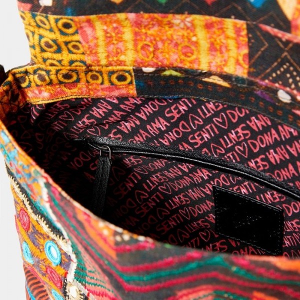 Desigual - Sac bandoulière toile boho...
