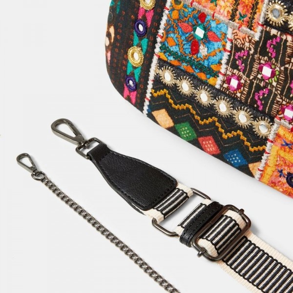 Desigual - Sac bandoulière toile boho...