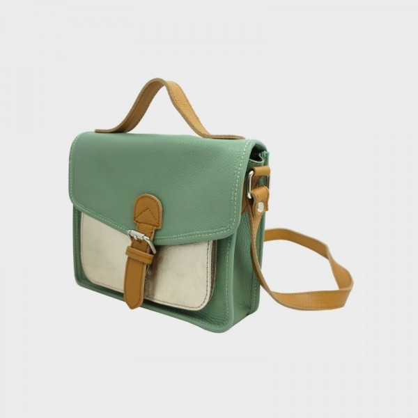 Anais - Cartable en cuir avec poche... Anais - Cartable en cuir avec poche...