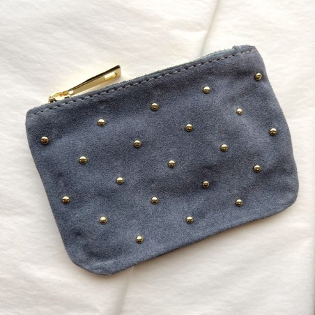 Pochette daim cloutée