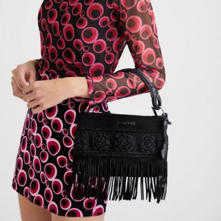 22saxl06 Sac à franges en cuir Desigual