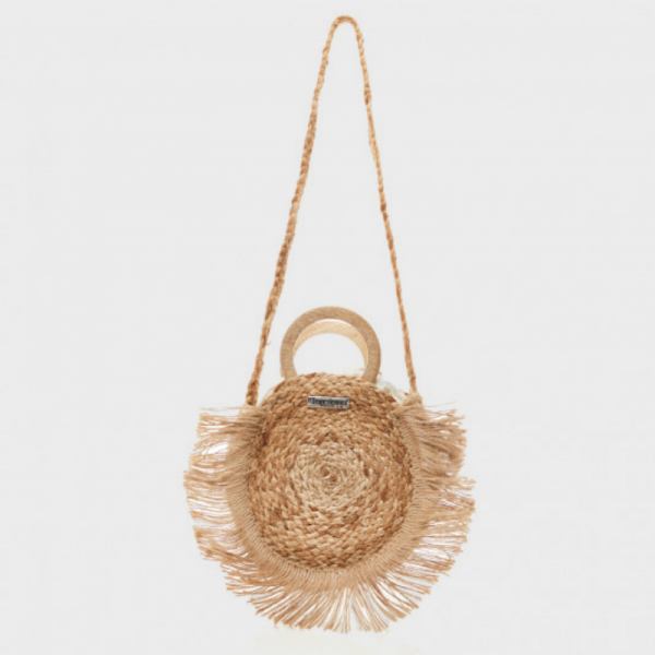 Petit sac rond en jute et poignée Bois Les Tropéziennes