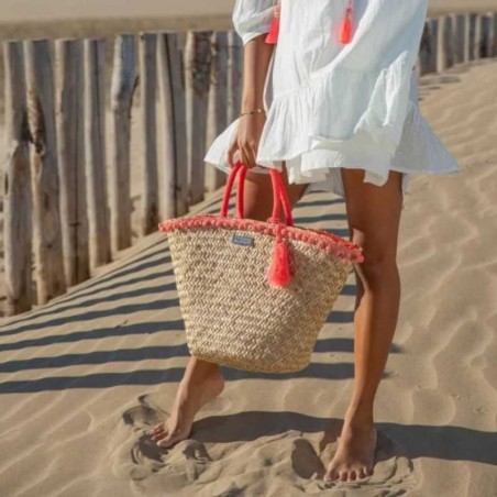 Panier en paille avec pompon Les Tropéziennes