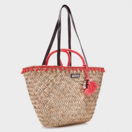 Panier en paille avec pompon Les Tropéziennes