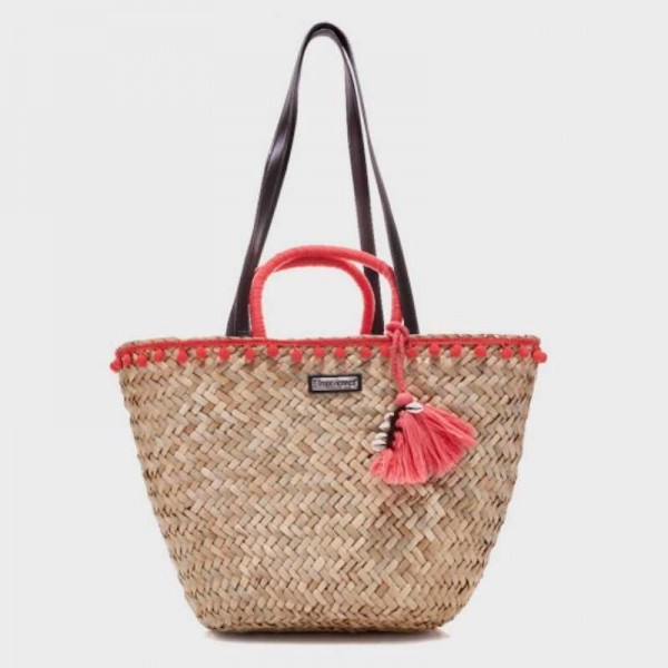 Panier en paille avec pompon Les Tropéziennes