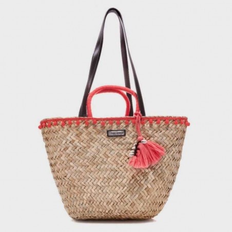 Panier en paille avec pompon Les Tropéziennes