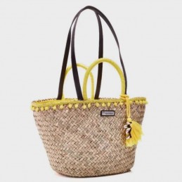 Panier en paille avec pompon Les Tropéziennes 2