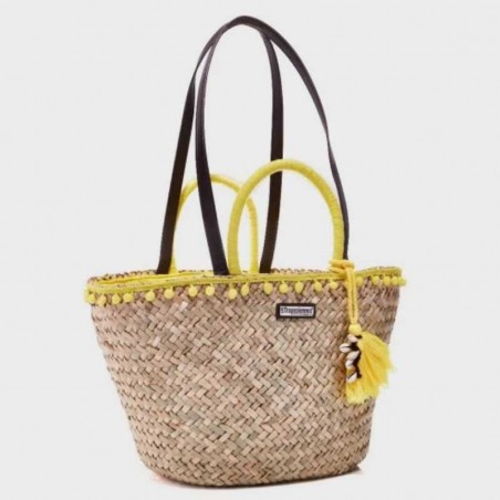Panier en paille avec pompon Les Tropéziennes