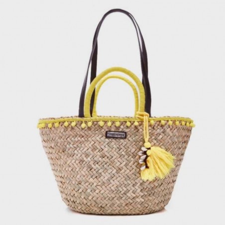 Panier en paille avec pompon Les Tropéziennes
