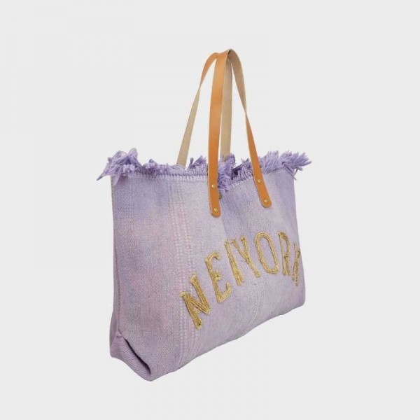 Anais - Cabas en toile garni de cuir...