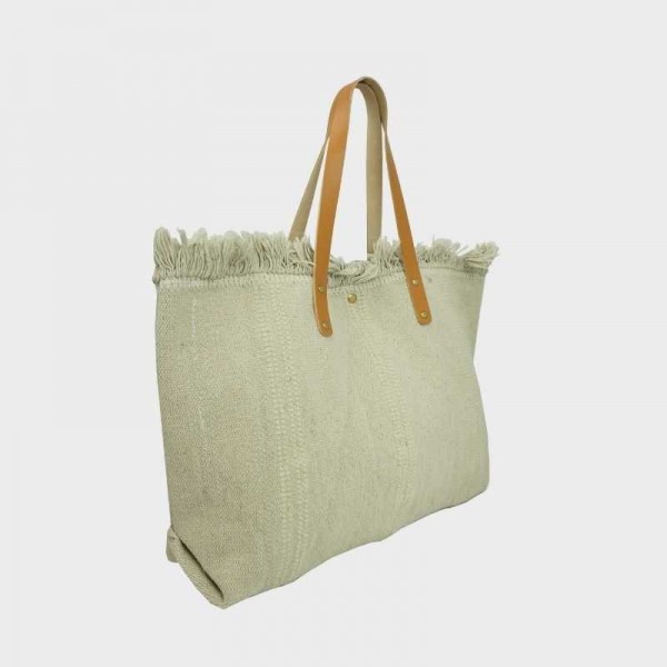 Anais - Cabas en toile garni de cuir...