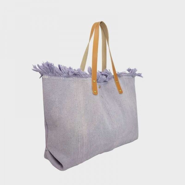 Anais - Cabas en toile garni de cuir...