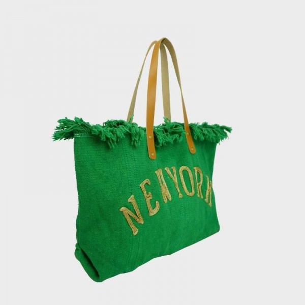 Anais - Cabas en toile garni de cuir...