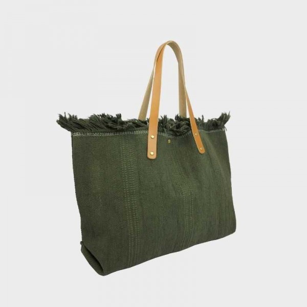 Anais - Cabas en toile garni de cuir...