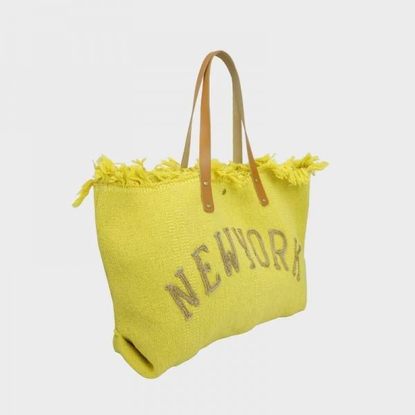 Anais - Cabas en toile garni de cuir...