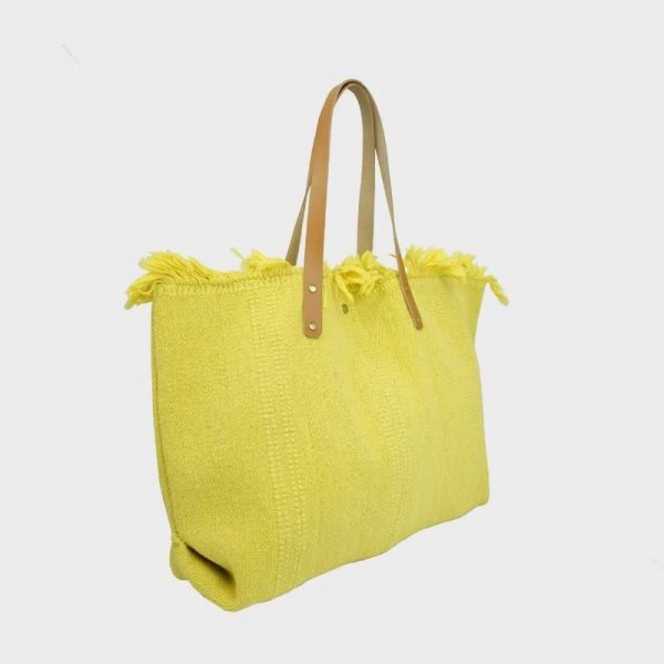 Anais - Cabas en toile garni de cuir...