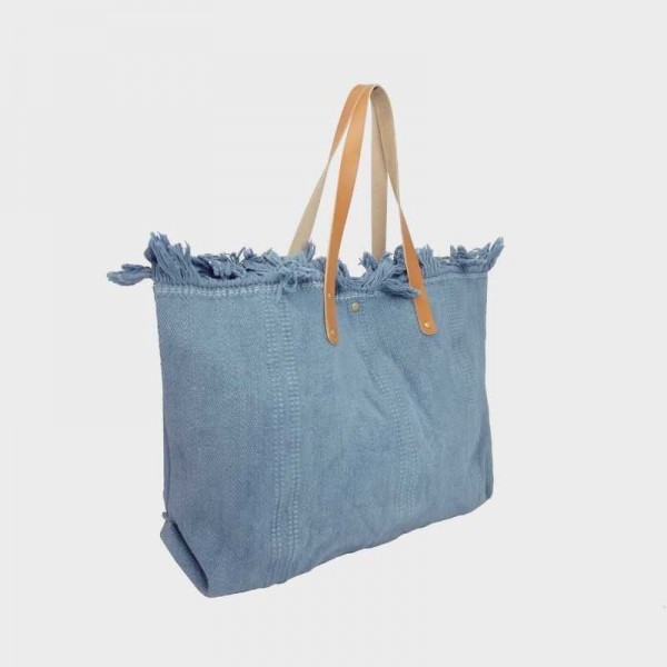 Anais - Cabas en toile garni de cuir...