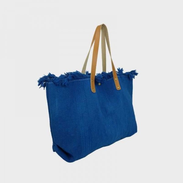 Anais - Cabas en toile garni de cuir...