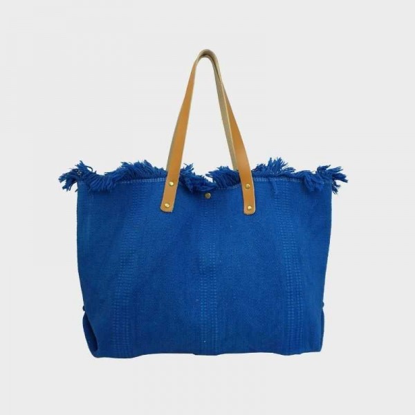 Anais - Cabas en toile garni de cuir...