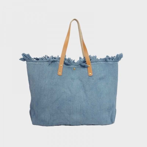 Anais - Cabas en toile garni de cuir...