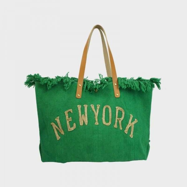 Anais - Cabas en toile garni de cuir...