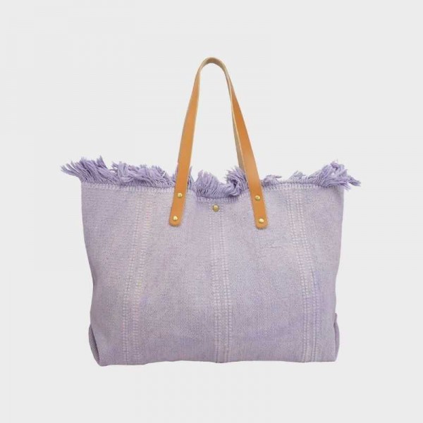 Anais - Cabas en toile garni de cuir...