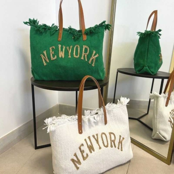 Anais - Cabas en toile garni de cuir...