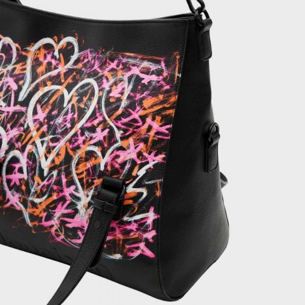 Desigual - Sac à main et rabat coeurs...