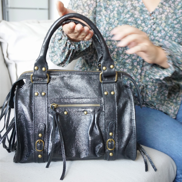 Anais - Sac à main en croûte de cuir...