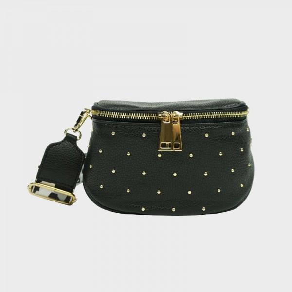 Anais - Sac banane cloutée en cuir Capri