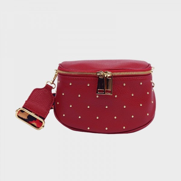 Anais - Sac banane cloutée en cuir Capri