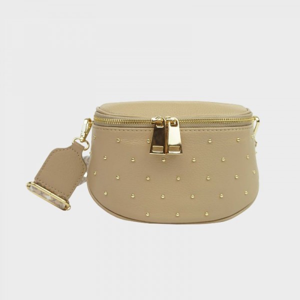 Anais - Sac banane cloutée en cuir Capri