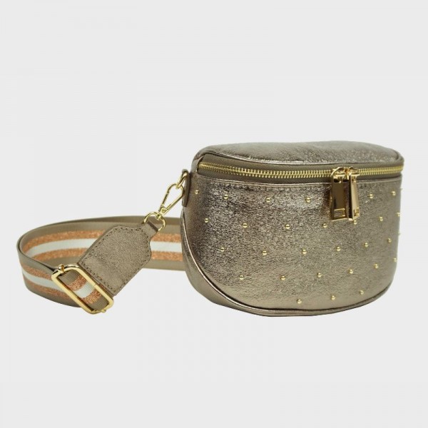 Anais - Sac banane cloutée en cuir Capri