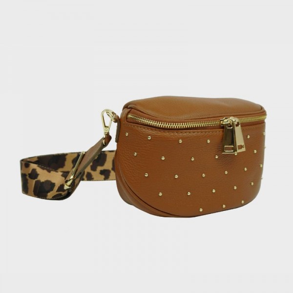 Anais - Sac banane cloutée en cuir Capri