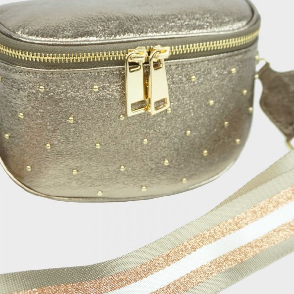 Anais - Sac banane cloutée en cuir Capri