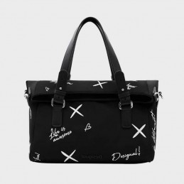 Sac à main noir broderies 23saxy27 de la marque Desigual