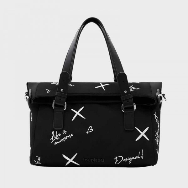 Sac à main noir broderies 23saxy27 de la marque Desigual