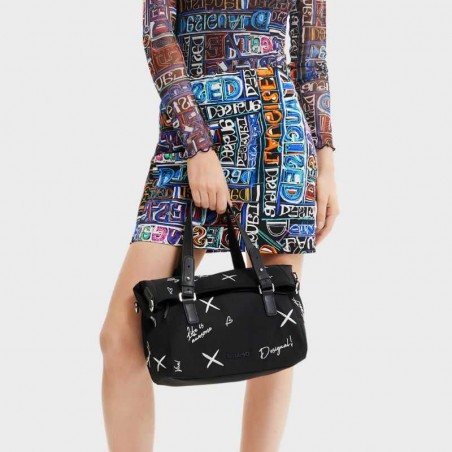 Sac à main noir broderies 23saxy27 de la marque Desigual