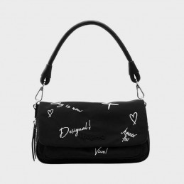 Sac bandoulière noir broderies 23saxy28 de la marque Desigual