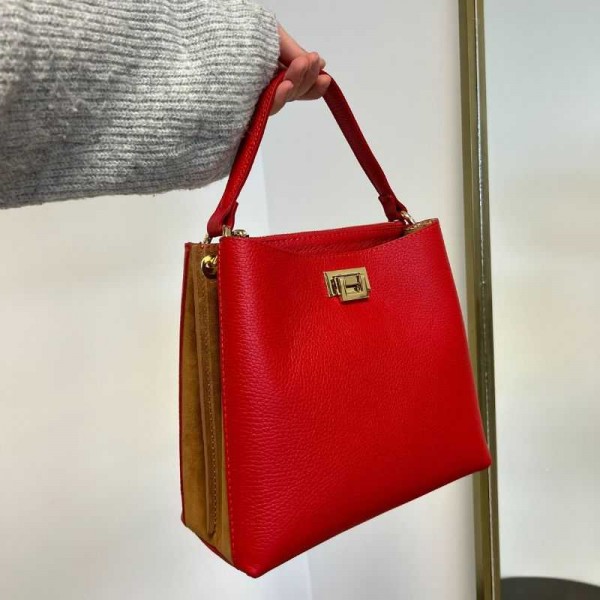 Anais - Sac à main bi-couleur en cuir...