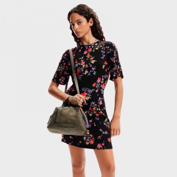 Desigual - Sac à main broderie fleurs...