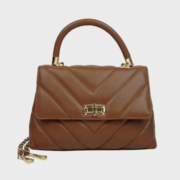 Anais - Sac à main en cuir matelassé...