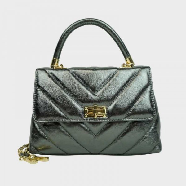 Anais - Sac à main en cuir matelassé...