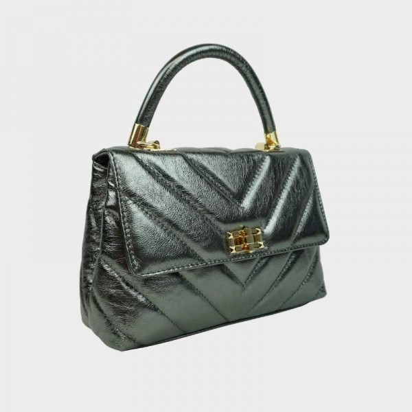 Anais - Sac à main en cuir matelassé...