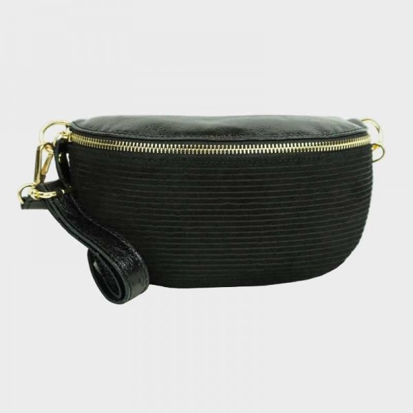 Anais - Sac banane en cuir bi-matière...