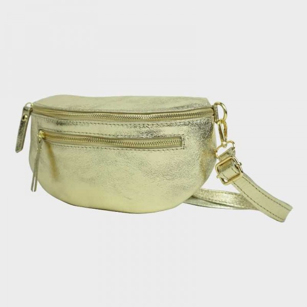 Anais - Sac banane en cuir double zip...