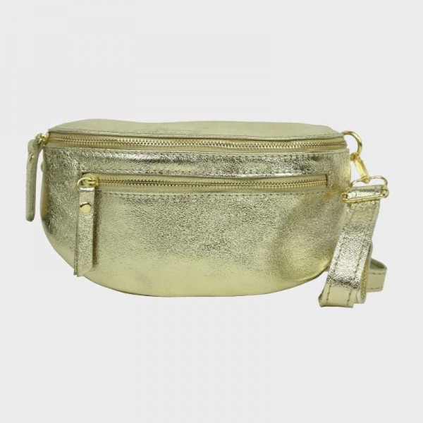 Anais - Sac banane en cuir double zip...